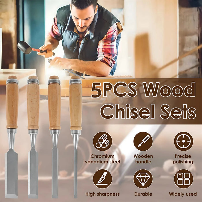 1/5Pcs/set Manual Wood Carving Hand Chisel Tool Set Professional Carpenters Woodworking Gouges DIY Hand Tools Carving Chisels