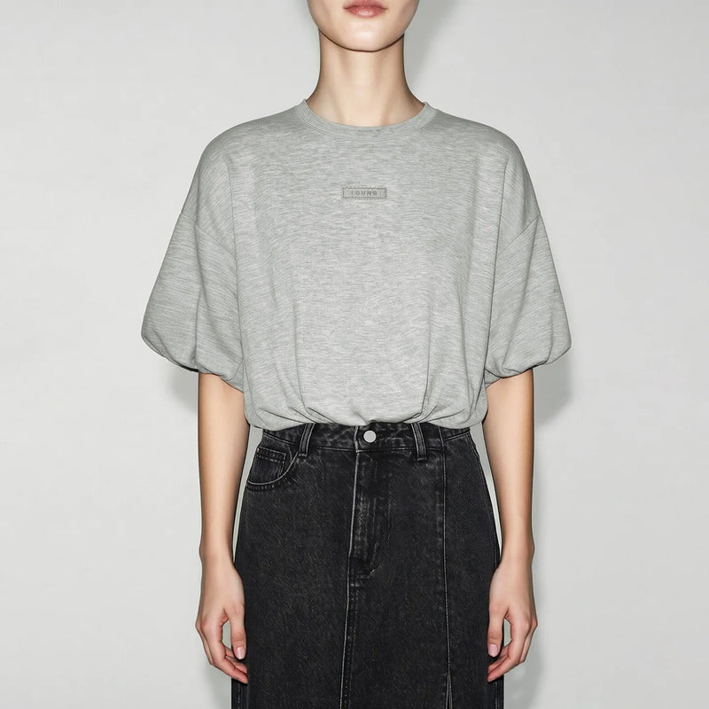 Amii Short Sleeve Tee 2026 Summer New Round Neck Drop Shoulder Cotton Top Loose Fit Embroidered Short T-Shirt For Women 12652005