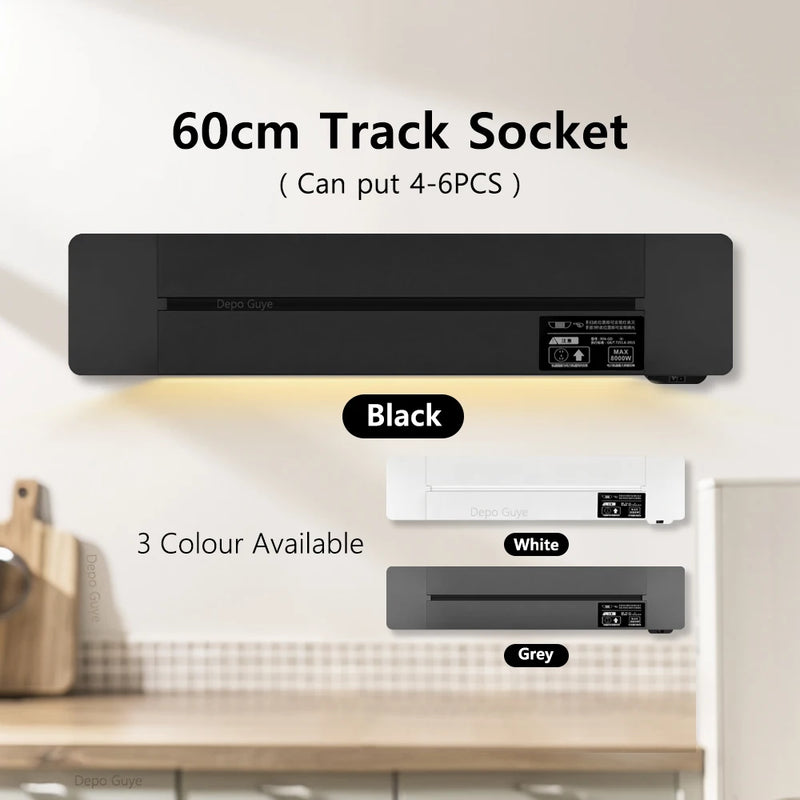 Induction lamp Wall Track Socket EU FR Italy Israeli UK Standard Home Office Electric Socket Removable Plugs Adapter USB C Ports
