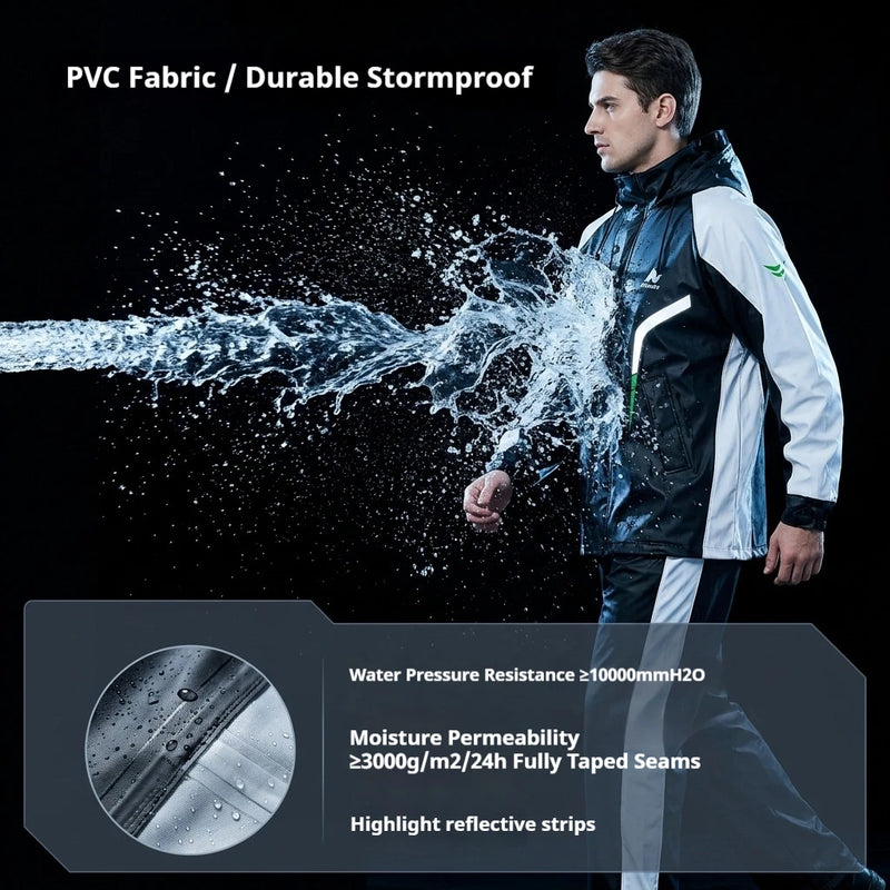 ឈុតភ្លៀងធ្លាក់ម៉ូតូ PVC សម្រាប់ជិះពេញរាងកាយ ឈុតពិសេសសម្រាប់យកតាមខ្លួន សម្រាប់អ្នកជិះម៉ូតូ ការការពារទឹកជ្រាប ប្រើប្រាស់បានយូរ