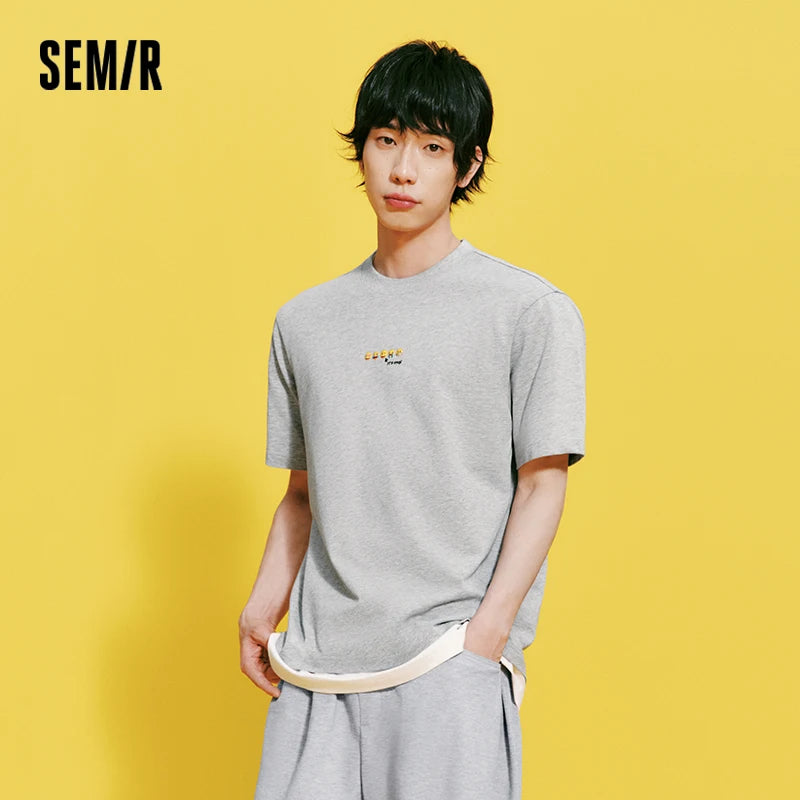 Semir Men Tshirt Cotton Fun Print Knit Short Sleeve 2026 New Arrival Casual Fashion Soft Daily Top Wear
