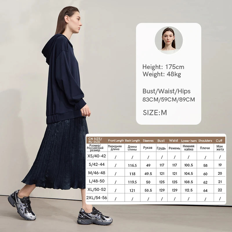 Amii Womens Dresses 2026 Autumn New Casual Patchwork Dresses for Woman A-Line Loose Hooded Long Sleeve Ladies Clothing 12553054