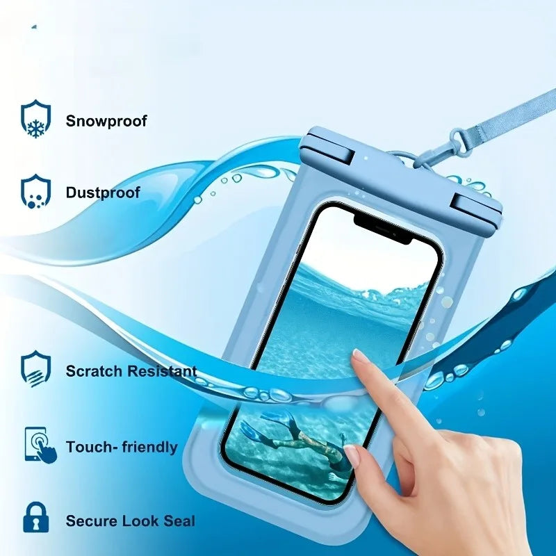 1pc Extra-Large Waterproof Phone Pouch Touch Screen Compatible Floating Dry Bag for Swimming,Snorkeling,Take Photos Underwater