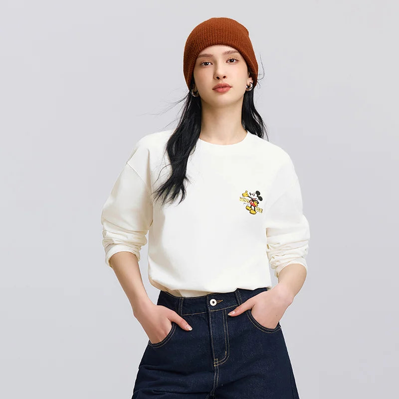 Semir Cotton Tshirt Printed Long Sleeve Women 2025 Spring Loose Fit Basic Daily Casual Fashion Comfortable Pullover Top