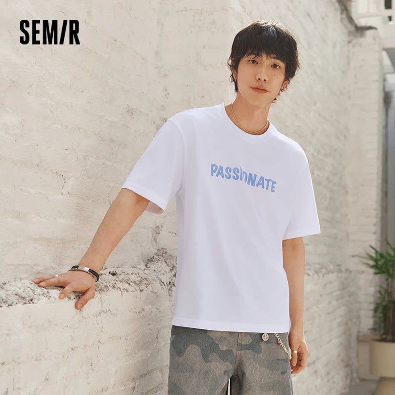Semir Men Tshirt Moisture Wicking Quick Dry Letter Print Knit Short Sleeve 2026 Couple Fashion Casual Daily Top Wear