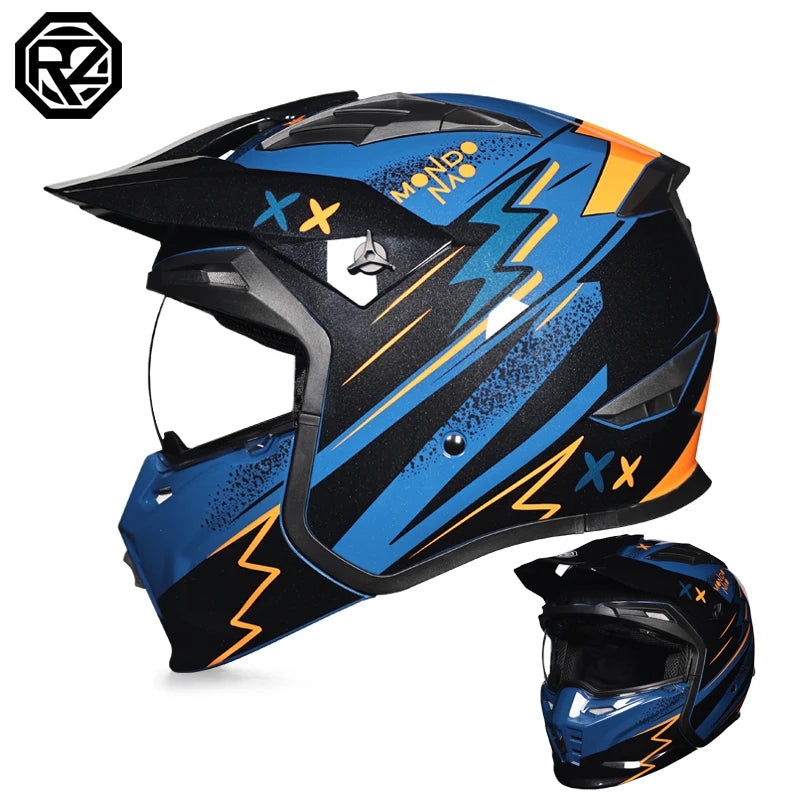 ORZ-163 Classic retro motorcycle full face helmet, detachable sun hat, Brim windproof lens, retro chopper helmet, DOT certified