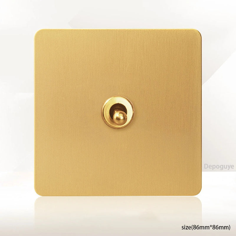 Gold Wall Light Toggle Switch Vintage Brass Lever Stainless Steel Panel,EU FR Universal USB C Socket 1-4 Gang 2Way Switch TV