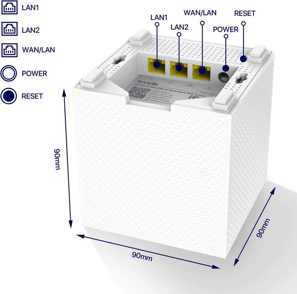 រ៉ោតទ័រវ៉ាយហ្វាយ Tenda Mesh 2100Mbps MW12 Gigabit Dual Band Wireless Roteador AC2100 2.4&5GHz Network Mesh Range Extender គ្របដណ្តប់ 500m²