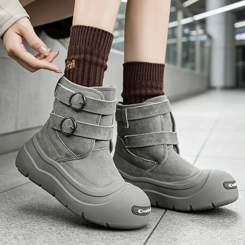 Men women's fashion casual snow boots winter new warm plush high-top cotton boots couple outdoor non-slip comfort walking boots