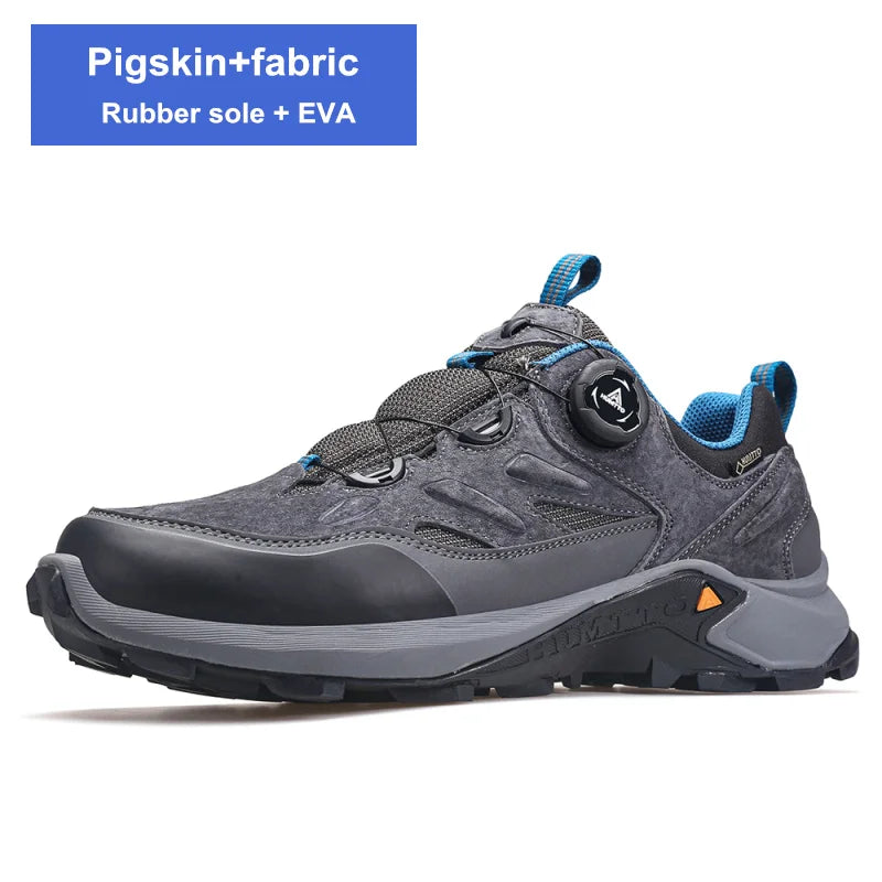 HUMTTO Leather Sneakers for Men Luxury Designer Hiking Boots Outdoor Climbing Trekking Mens Shoes Sports Safety Work Man Shoe