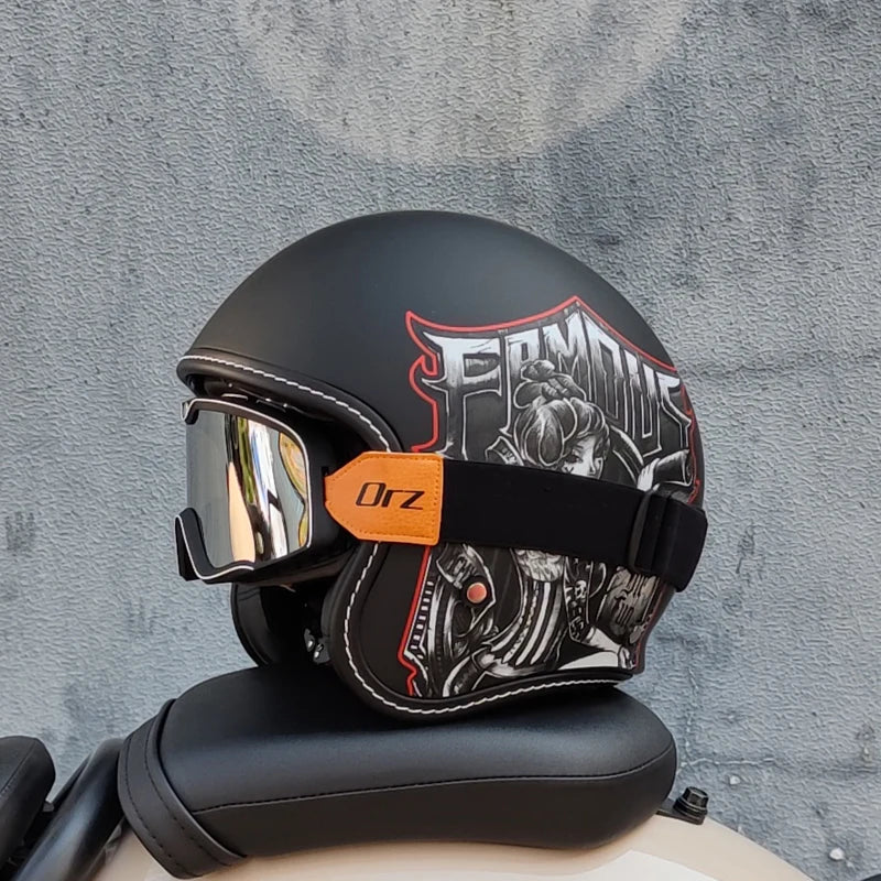 ORZ Latest 3/4 Retro Motorcycle Helmet Cascos Para Motos Four Seasons Commuter Men's and Women's Half Helmets Capacetes de Moto