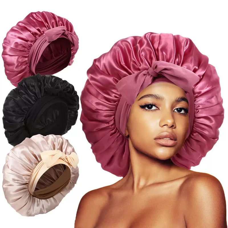 Satin Bonnet Silk Bonnet Adjustable Bonne For Sleeping Hair Bonnet With Tie Band Bonnets For Women Men