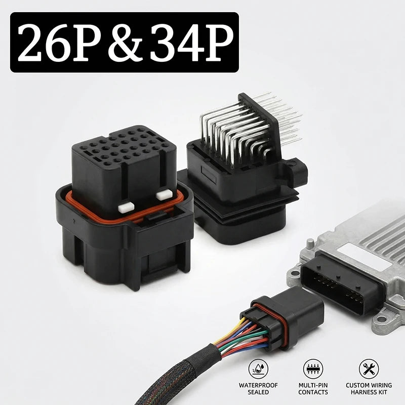ឧបករណ៍ភ្ជាប់ ECU រថយន្ត TE AMP ប្រភេទ 5PCS 26/34Pin រន្ធដោតការពារទឹក ឆបគ្នាជាមួយ 3-1437290-1 / 6437288-2 / 9-6437287-8