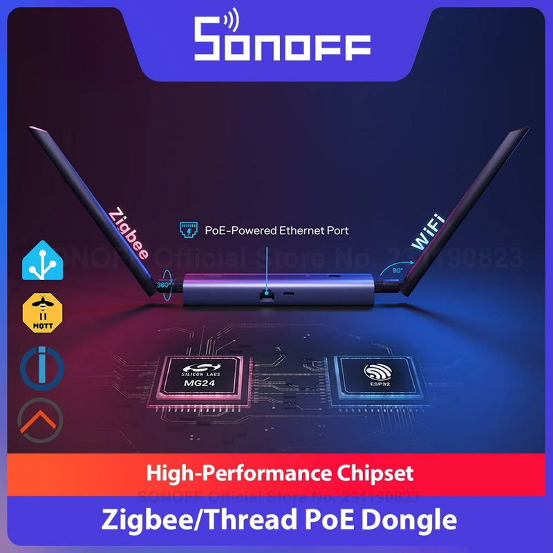SONOFF Dongle Max Zigbee/Thread PoE Dongle Dongle-M High-Performance Chipset Dual-antenna Supports Ethernet,Wi-Fi,USB Connection