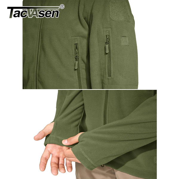 TACVASEN Winter Hooded Fleece Jackets Mens Zipper Pockets Camping Work Jacket Thermal Autumn Outerwear Outdoor Hiking Warm Coat