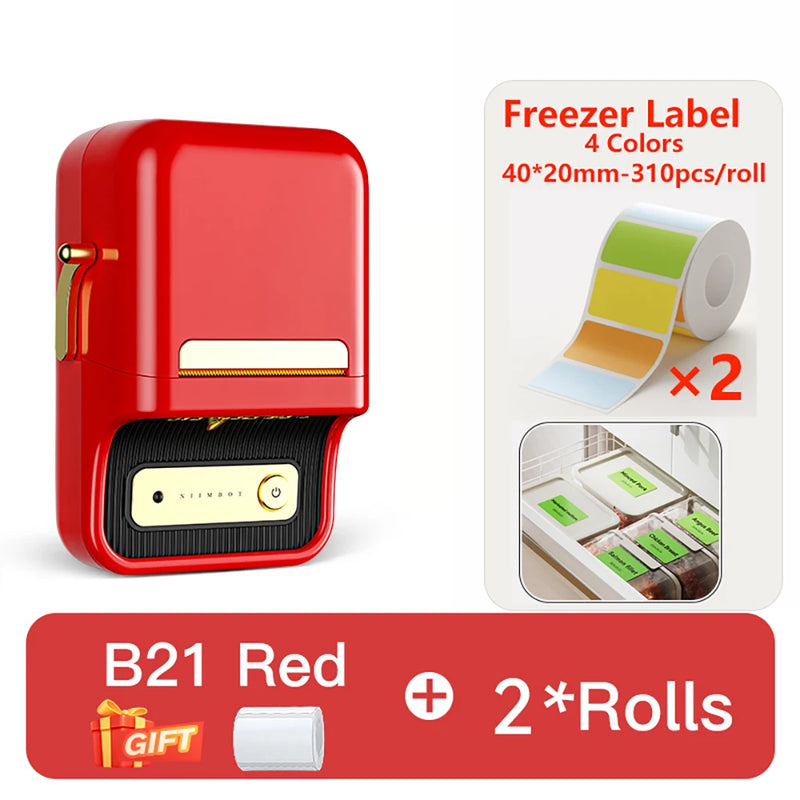 NIIMBOT B21 Kitchen Label Printer 20-50mm Wireless Thermal Label Maker with Freezer Labels Inkless Adhesive Sticker for Home