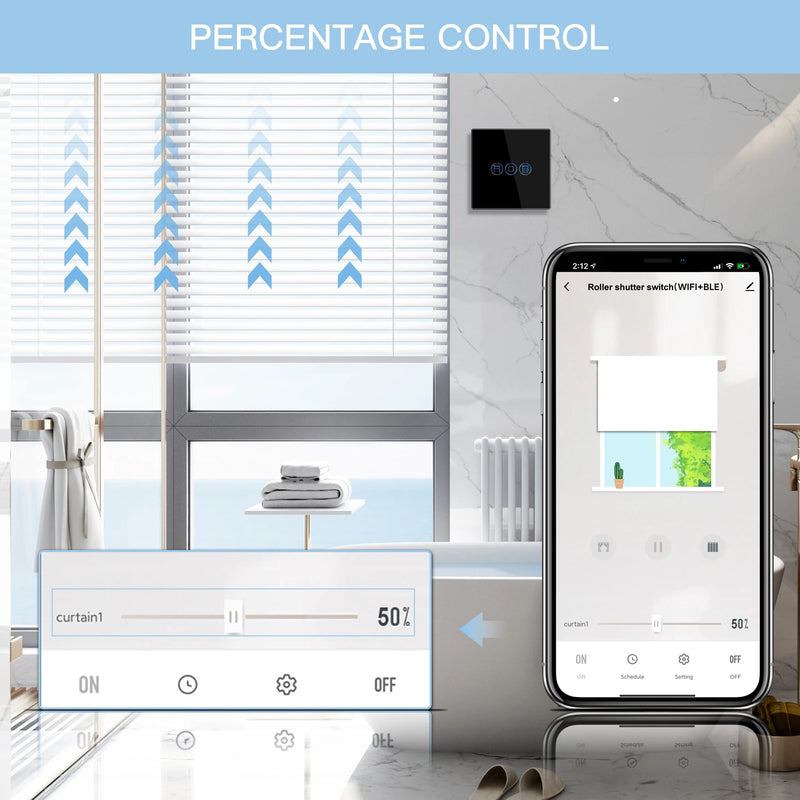 BSEED Wifi Roller Shutter Switch Smart Blind Switch Crystal Wall Touch Switches Wireless Control By Smart Life Tuya Alexa App