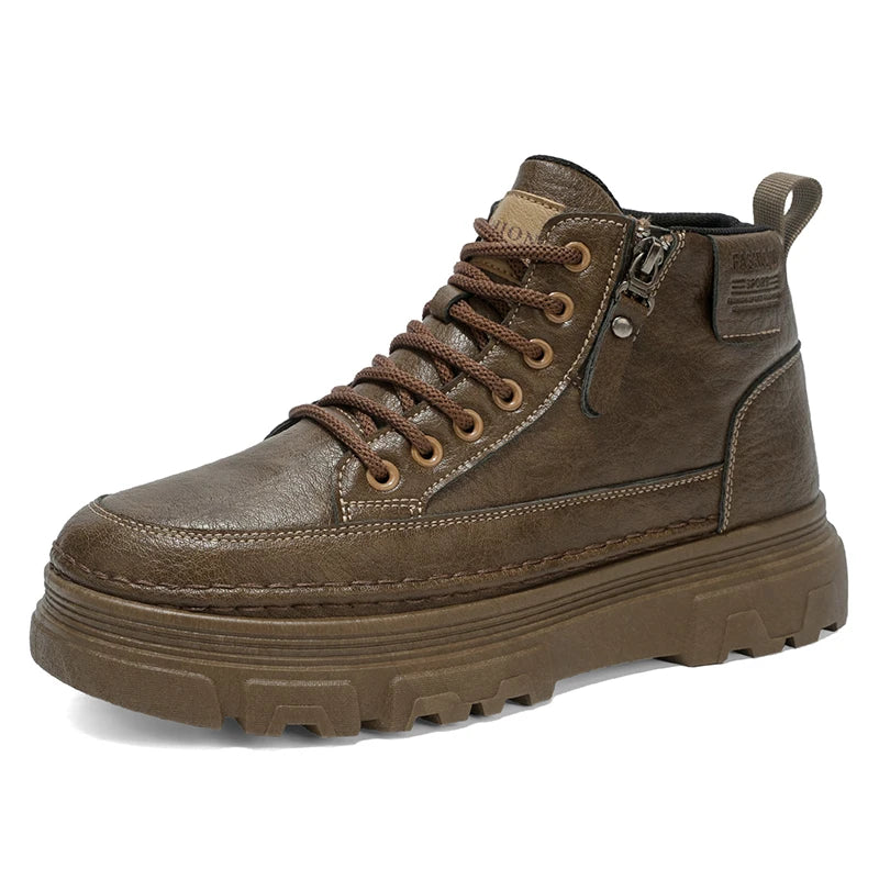 Men's boots spring and autumn new soft-sole non-slip casual boots fashion Joker outdoor high-top boots comfort sports work boots