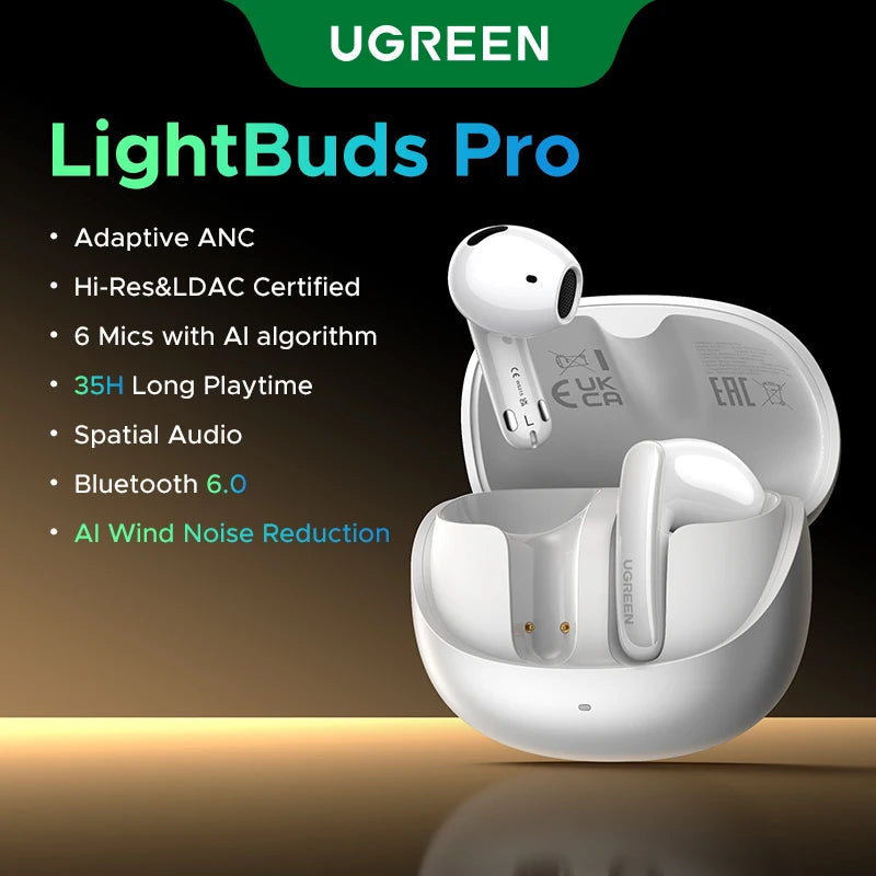 UGREEN ANC Semi-open TWS Adaptive Active Noise Cancelling Earbuds LDAC Hi-Res Audio Wireless Bluetooth Earphones Headphones