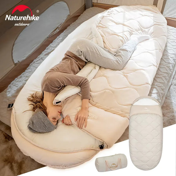 Naturehike Camping Sleeping Bag Winter Splicing Sleeping Bag -8.1~12.2℃ PS100 PS300 PS500 Pancake Style Warm Sleeping Bag
