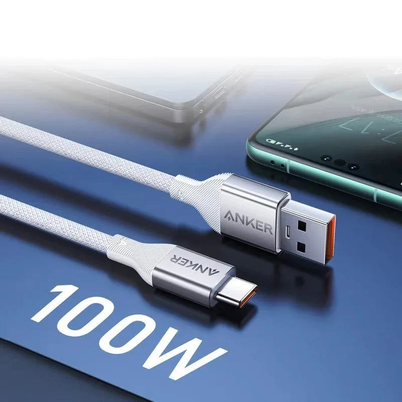 ខ្សែសាក Anker Original USB-A ទៅ Type-C 100W A8052 Schnelllade-Datenkabel 6 A សម្រាប់ Samsung, Xiaomi, Huawei