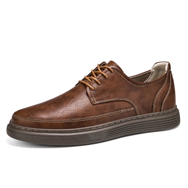 Summer Autumn Mens Lace Up Leather Casual Shoes Men Fashion Flat Shoes Big Size 47 48 Breathable Comfortable