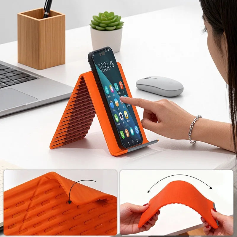 1pc Multi Functional Portable Foldable Silicone Phone Holder,Anti Slip Desktop Holder Design, Lazy Holder Travel Accessories