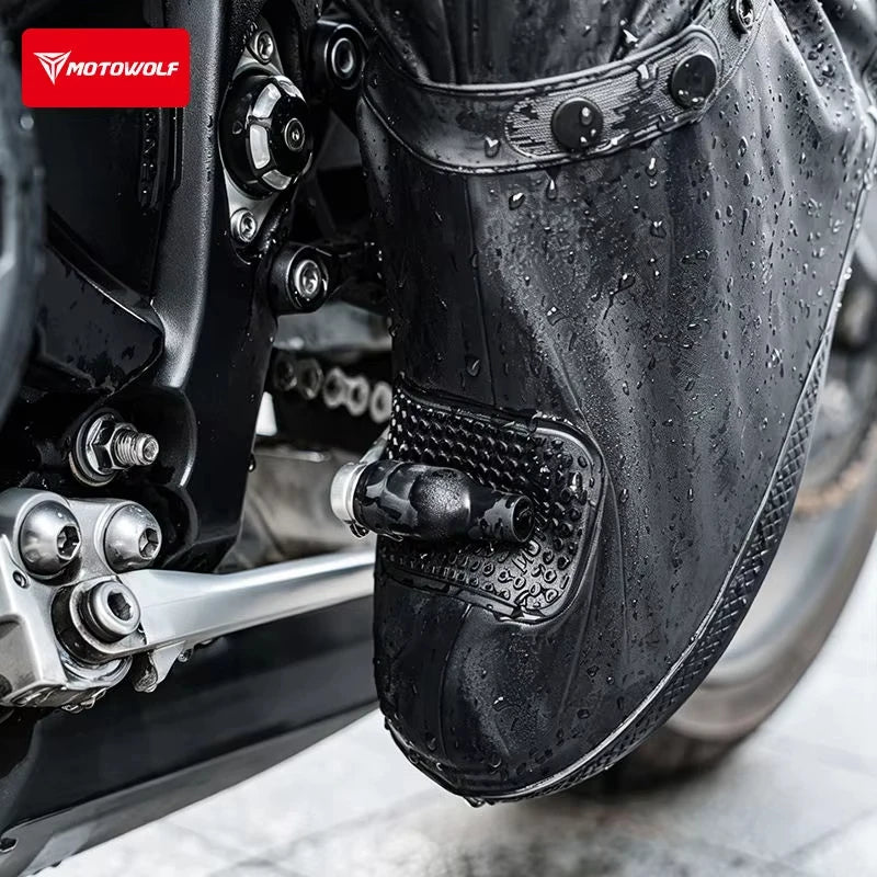 ស្រោមស្បែកជើងម៉ូតូ Motowolf ការពារទឹកជ្រាប ៤០ សង់ទីម៉ែត្រ ស្រោមស្បែកជើងភ្លៀងឆ្លុះបញ្ចាំងសម្រាប់បុរសស្ត្រី ធ្វើពី PVC មិនរអិល ការពារភ្លៀង