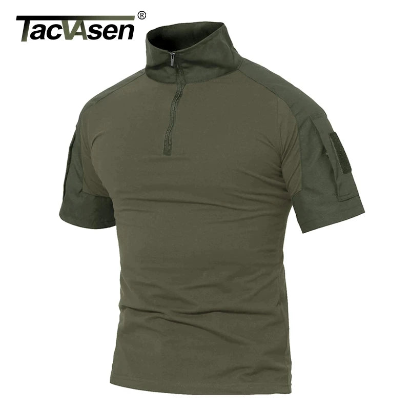 TACVASEN Men's Short Sleeve T-Shirts With Zipper Pockets Mens Summer Solid T Shirts Safari Tee Shirts Hiking Work Clothing