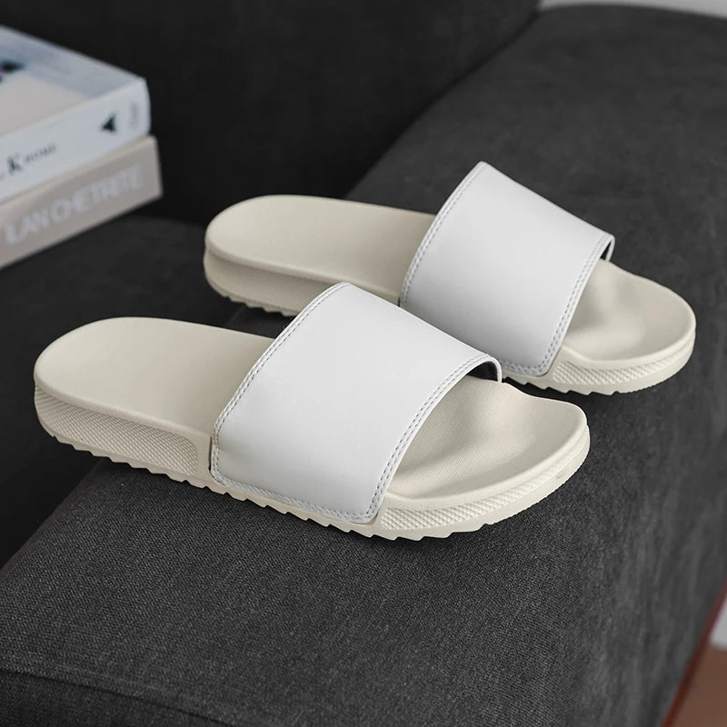 Mens Pure White Slippers for Yacht Footwear Indoor Soft Comfort Slides Home Shoes House Room Summer Casual Big Size 47 48