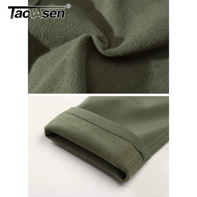 TACVASEN IX9 Winter Softshell Thermal Hiking Pants Work Pants Mens Fleece Cargo Pants Waterproof Warm Outdoor Male Trousers