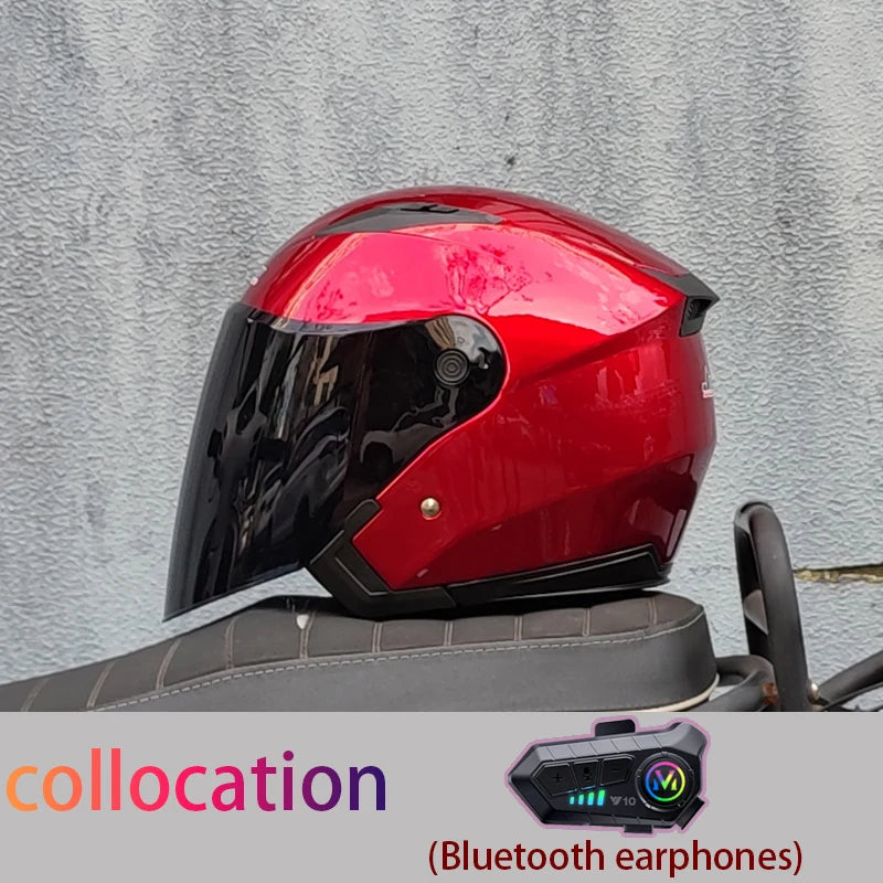 Motorcycle semi covered helmet cascos para motos with built-in sun visor Bluetooth helmet motorcycle helmet