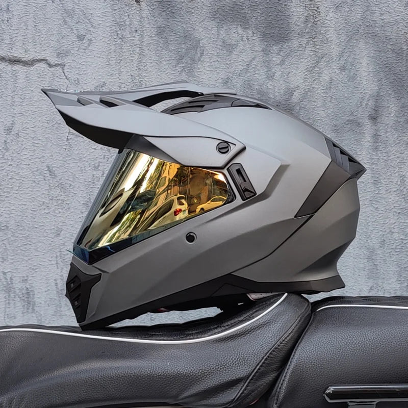 ORZ off-road ATV motorcycle helmet certified with brown lens, full face CASCO off-road motorcycle anti glare