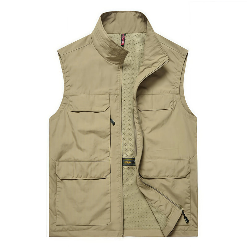 Men's Casual Multi-Pocket Jacket Summer Breathable Net Fishing and Photography Outerwear Business Advertising Vest