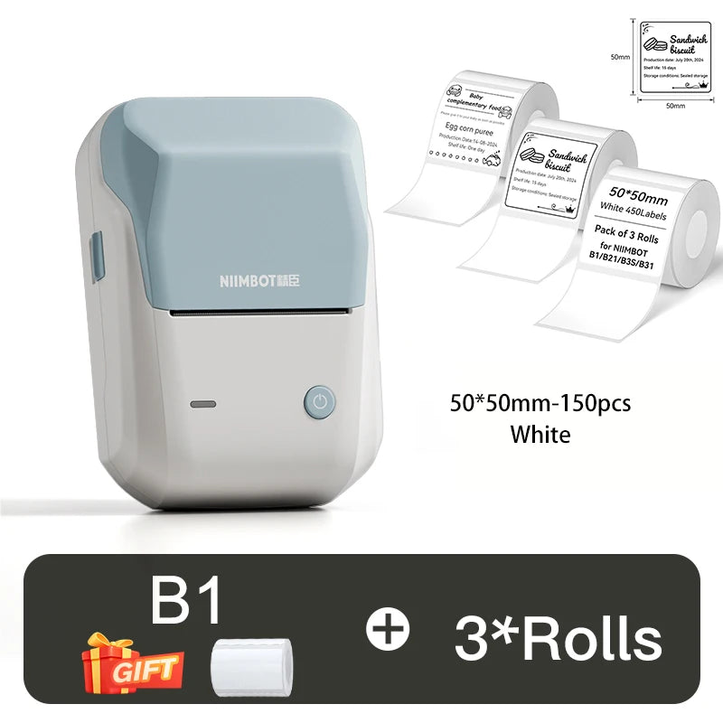 Niimbot B1 Thermal Label Printer Bluetooth Portable Pocket Label Maker Barcode QR Code Self-adhesive Sticker Labeling Machine