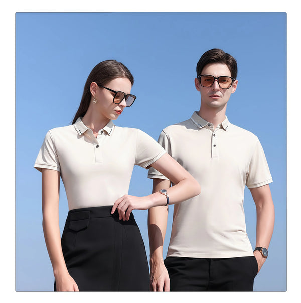 12 Colors High-End Pure Cotton Polo Shirt 5A Antibacterial Intercolor Short Sleeve Turn-down Collar Top Business Sport