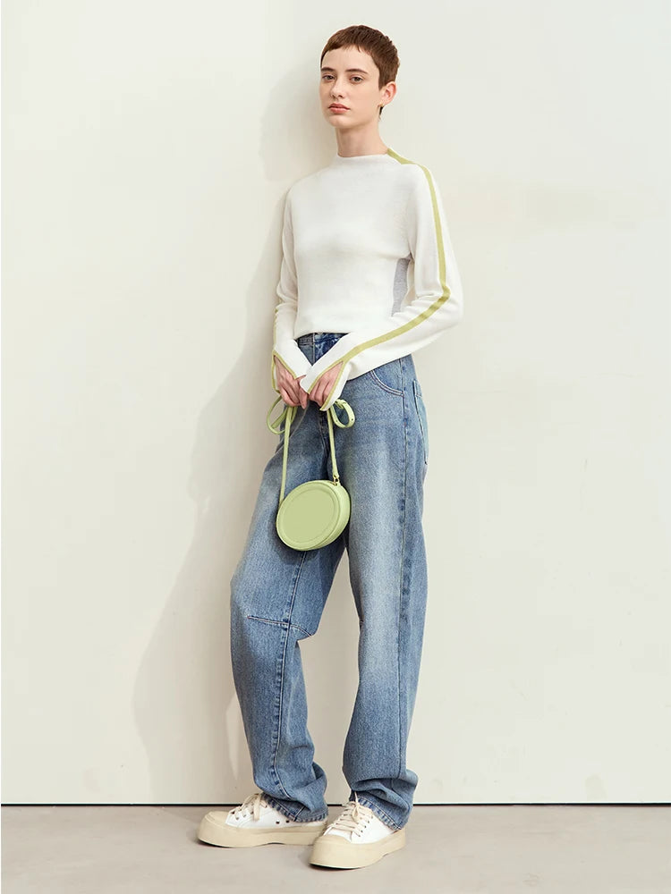 Amii Minimalism Jeans for Women 2026 Autumn New 100% Cotton Denim Style Cotton Loose Casual Retro Trousers Female Pants 12443158