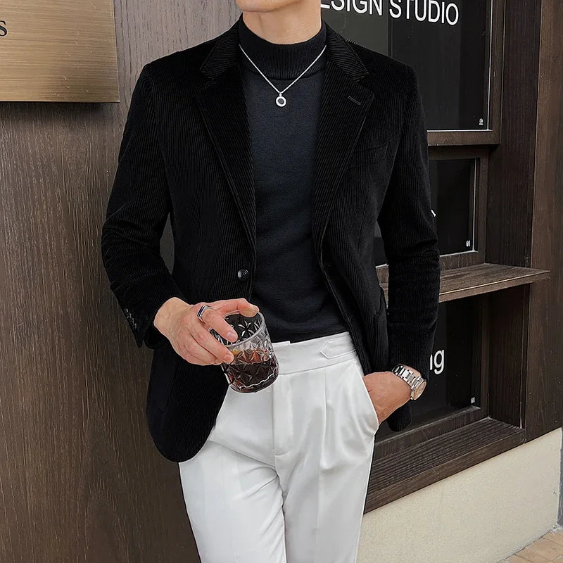 Luxury Men's Solid Color Fashion Jacket Elegant British Wedding Suit Spring and Autumn Men's Jacket