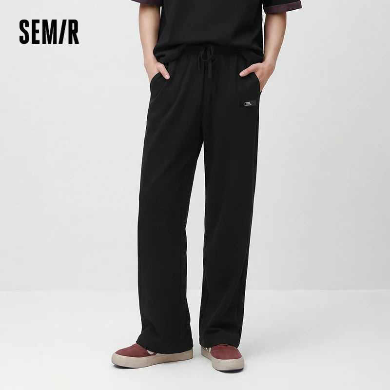 Semir Men Pants Elastic 2026 Waist Drawstring Loose Fit Straight Urban Casual Everyday Style Soft Comfortable Daily Wear Trendy