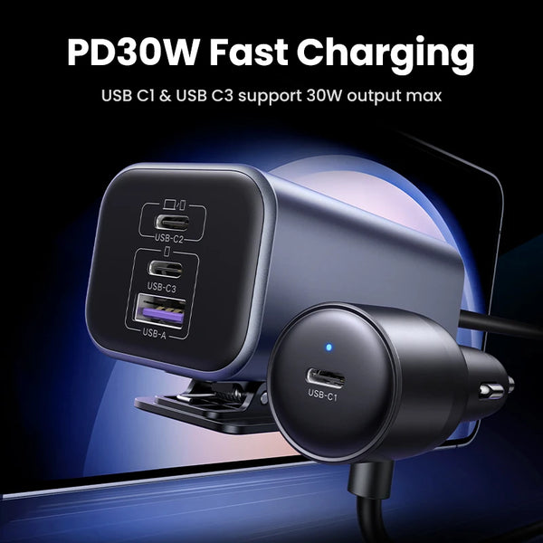 UGREEN 150W Car Charger GaN Fast Charge Extender 4 USB Devices Charger for iPhone 18 Pro Max 17 16  Charger for iPad Notebook