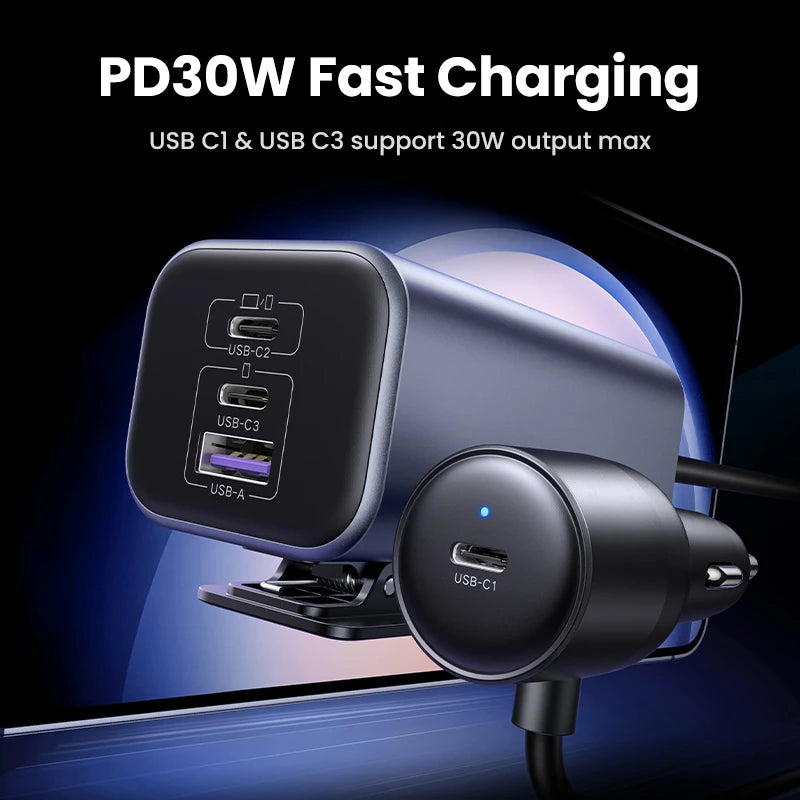 UGREEN Car Charger 150W Fast Charge Extender 4 USB Devices GaN Charger for iPhone 18 17 16 15 USB C Charger for iPad Notebook