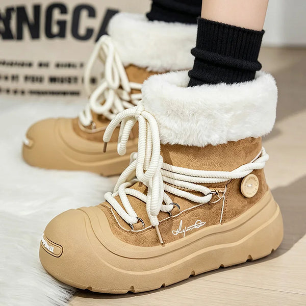 Men women's padded casual snow boots winter new warm plush high-top cotton boots couples outdoor anti-slip fashion walking boots