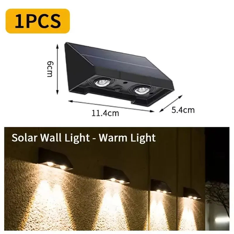 Solar Wall Lamp Outdoor Waterproof Warm White Fence Light Solar Powered Garden Light for House Number Address Sign Patio Balcony