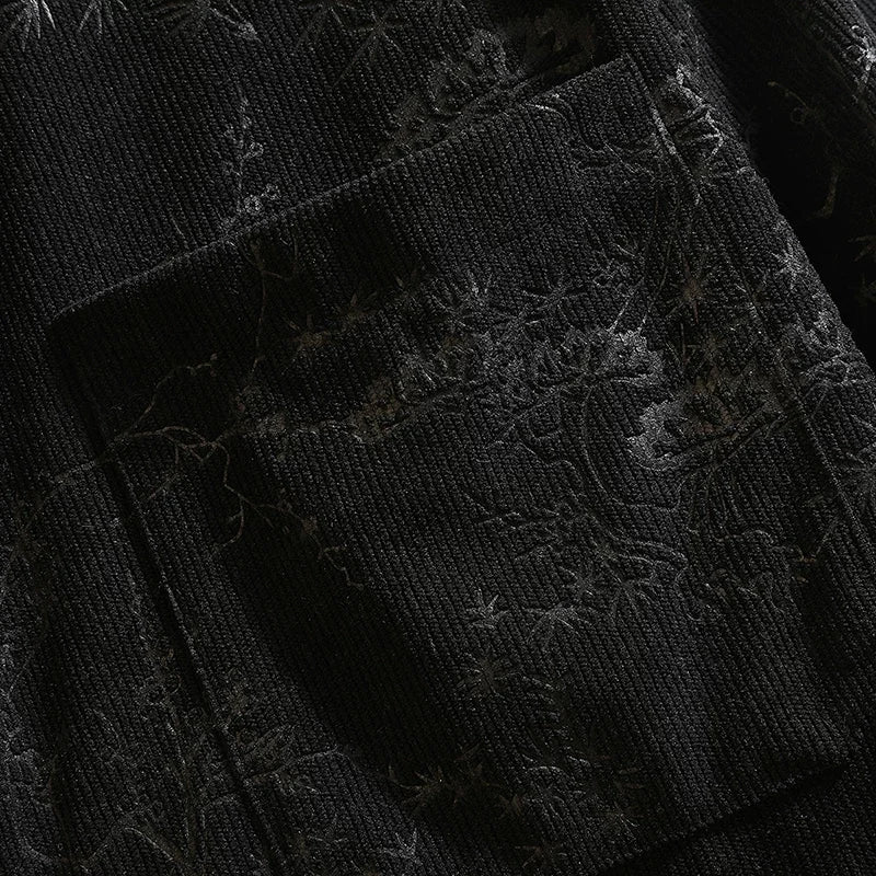 Men's Black Long-sleeve Printed Shirt, Single-breasted Button-down Shirts, Suitable for Weddings, Parties, Business,Casual Wear.