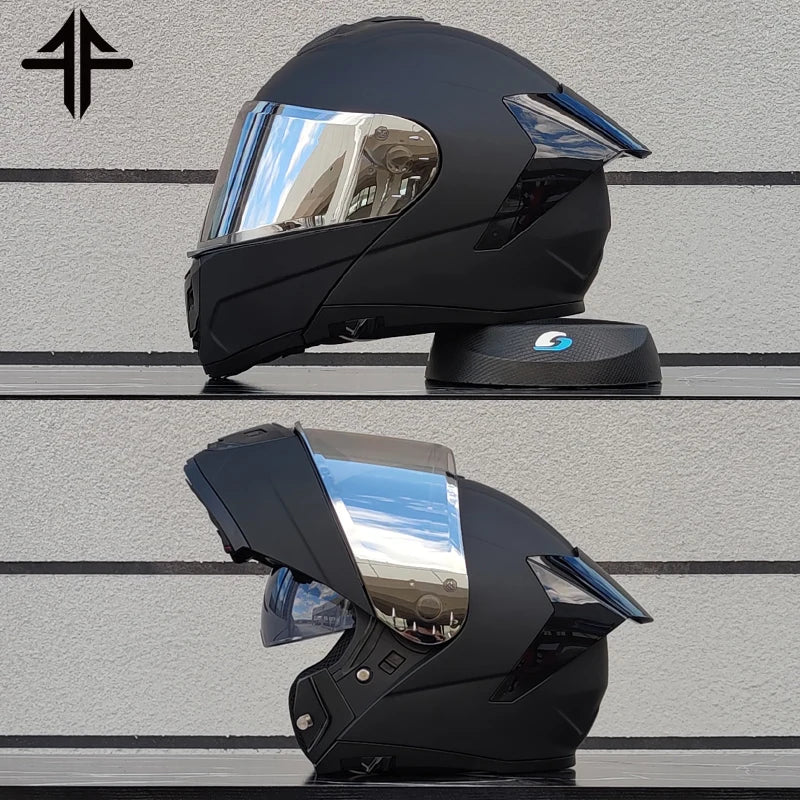2025 Personalised Motorcycle Full Face Helmet Men Women Fashion Dual Lens Helmets Motocross Racing Modular Flip Up Casco Moto