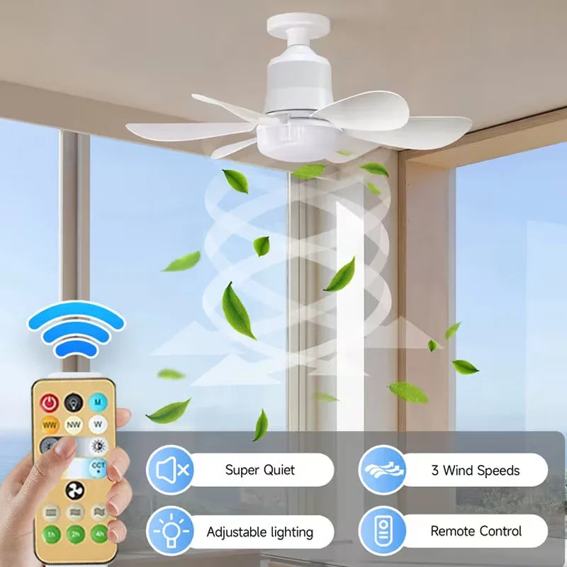 E27/E26 Universal Fan Ceiling Lights with Remote Control Featuring Adjustable Airflow And Silent Operation for Bedrooms Kitchens