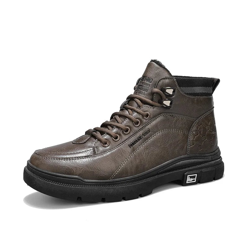 Men's boots autumn and winter casual boots non-slip outdoor boots warm plush youth cotton boots tooling boots men's cotton shoes