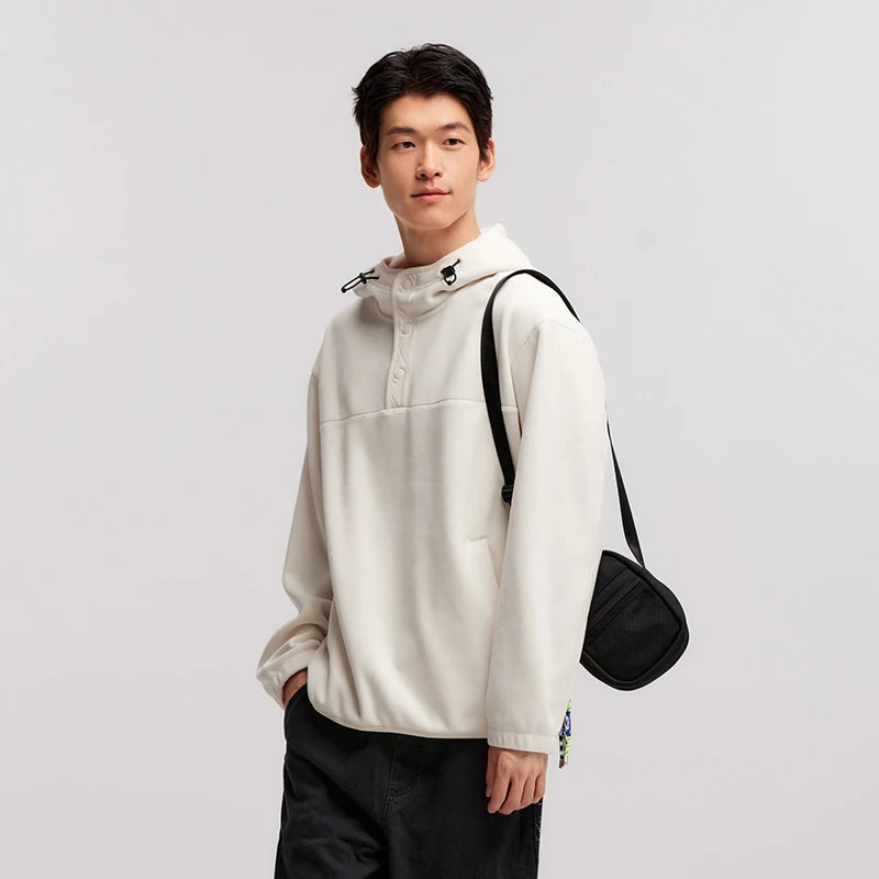 Semir Fleece Hoodie Pullover Relaxed Fit Men 2025 Winter Warm Comfortable Half Zip Casual Basic Style Daily Sweatshirt