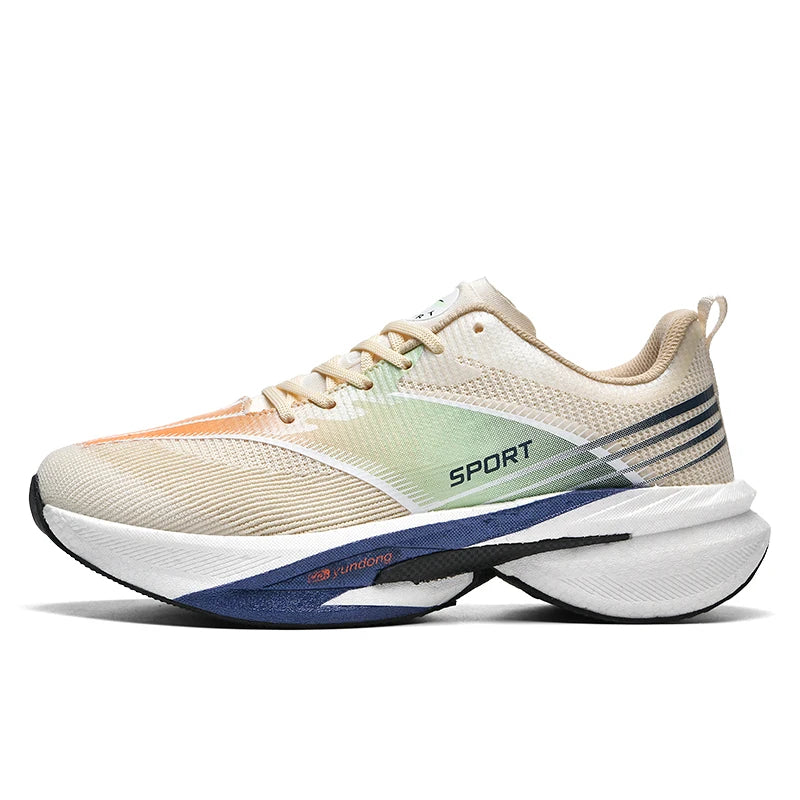 Unisex Sports Shoes Marathon Running Breathe Light Lace Up Mesh Training Shoes New Thick Soled Damping Anti Slip Running Shoes