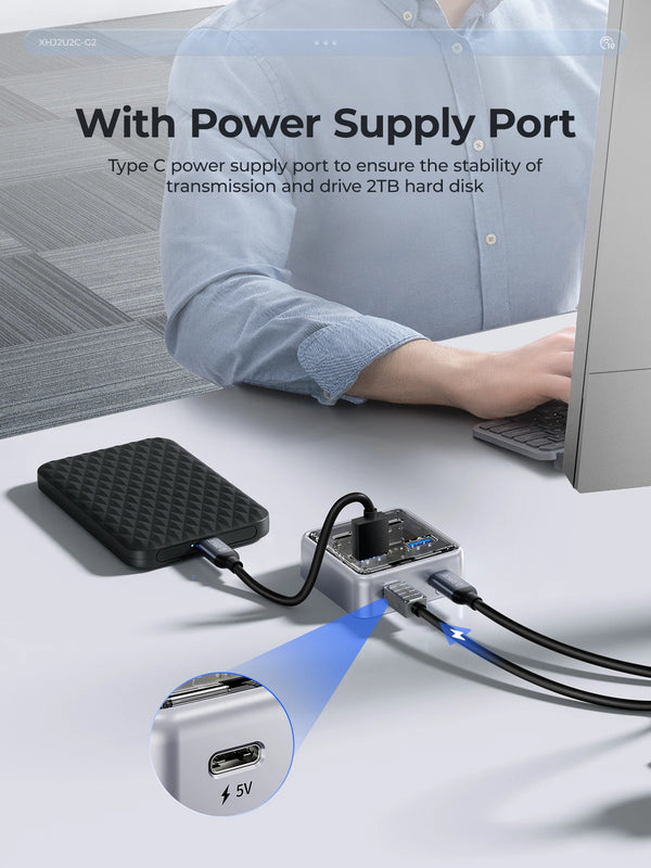 ORICO Metal Material Usb Hub 10Gbps With 2 USB A Port and 2 USB C Port USB3.2 hub Splitter is suitable for all Macbook Mac Mini
